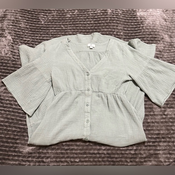 P Cill Long Green Button Dress Size Small With Pockets EUC Flowy Mid Sleeves - Picture 8 of 11